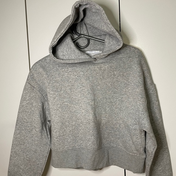 Zara Hoodie Crop-top - Gray, Size S - Picture 2 of 8